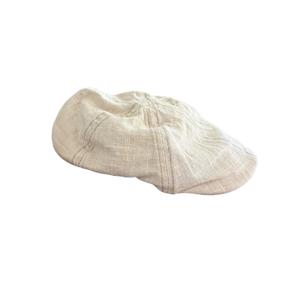 Cremieux Collection Hat Linen Beige Newsboy Cabbie Flat Cap L/XL